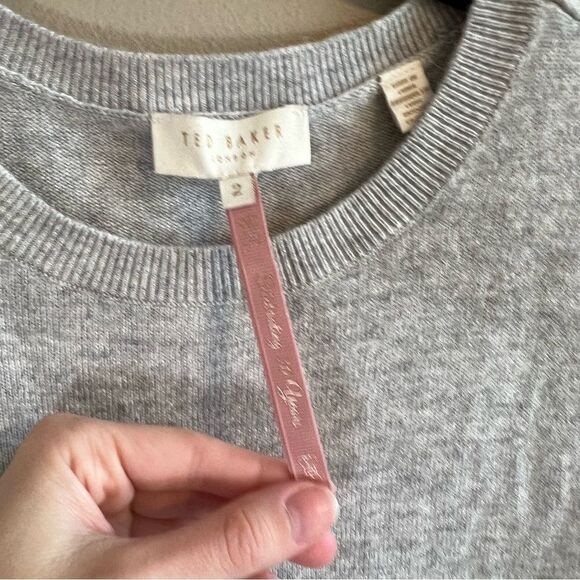 ✨ Ted Baker London Gray Bow Sleeve Wool Blend Sweater 6 - Picture 3 of 10